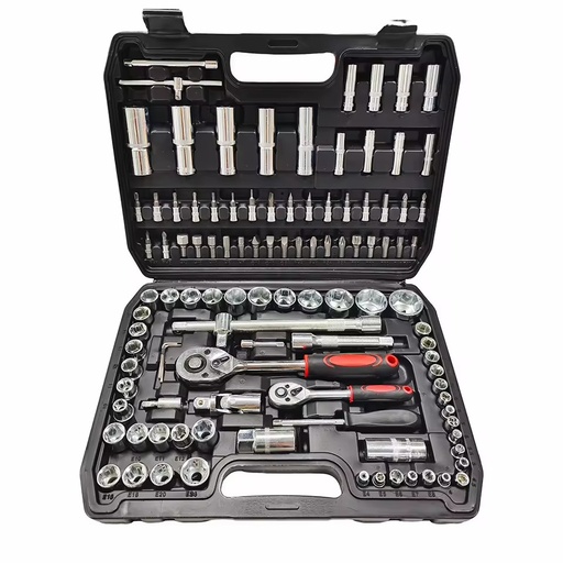 108pcs Industrial Steel Ratchet Handle Socket Set Hand Tool Repair Combination Wrench Kit Bit Included Case Household Tool Bit
