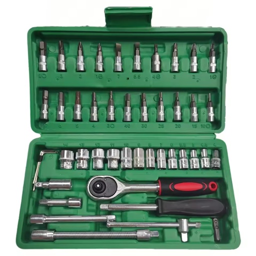 46pcs Reversible Ratchet Socket Wrench Set with Bit Socket Mechanics Tool Set for Automotive Repair