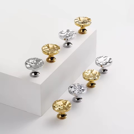 DOOROOM Luxury Brass Cabinet Handles Polished Chrome Water Ripple Drawer Knobs for Dressers Cabinets Wardrobes