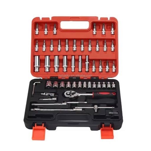 53pcs Heavy Duty Box CRV Car Ratchet Wrench Tools Spanner Socket Set with Ratchet Handle