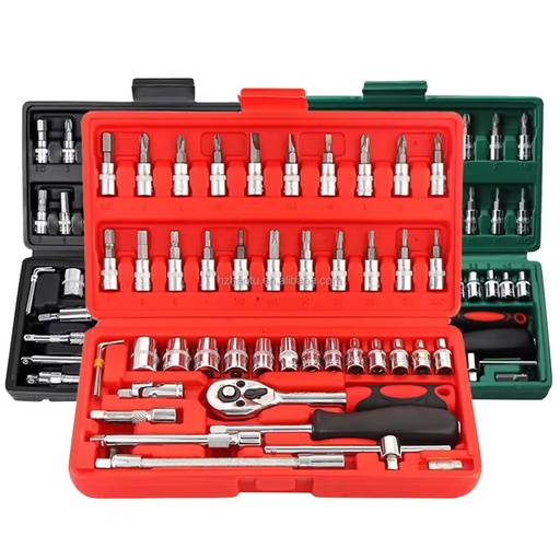 Home Car Repair Tool 46pcs 1/4 Ratchet Socket Wrench Set with Plastic Box
