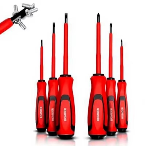 Insulated Screwdriver Set Magnetic Cross Slotted Bits Professional Electrician Repair Tool Magnetic Screwdriver Bits Set 6Pcs