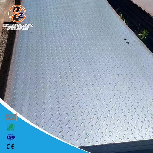 Hot Rolled Carbon Steel Plate Checker Plate Checkered Steel Sheet JIS KS Certified Welding Cutting Services Construction Use