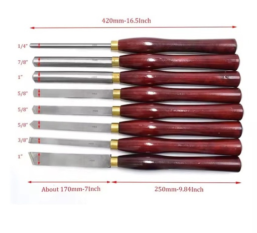 Wood Turning Tool HSS Lathe Chisel Set 8 Piece Set for Woodworking