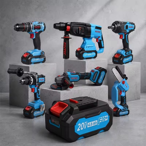 FIXTEC Professional Cordless Tools Combo Kits 20V Electric Impact Hammer Drill Cordless Power Tool Set