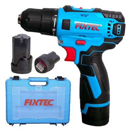FIXTEC Power Tools Combo Kit Cordless 12V Mini Hand Drill Machine With 2x1500mah Li-ion Battery & 2PCS 50MM Bits