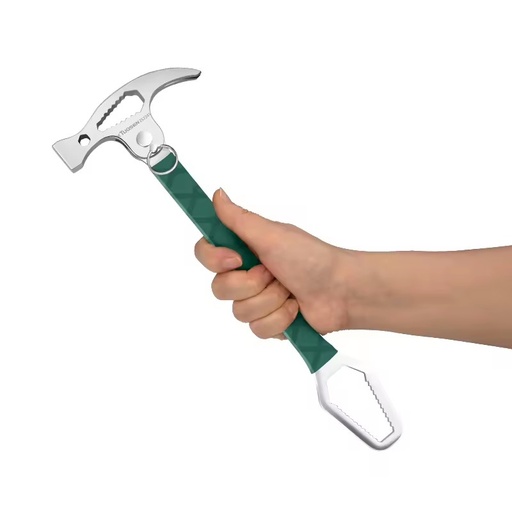 Multifunctional One-Piece Solid Safety Hammer Universal Wrench Crowbar Nailing Folding Claw Hammer Outdoor Camping Knurled DIY