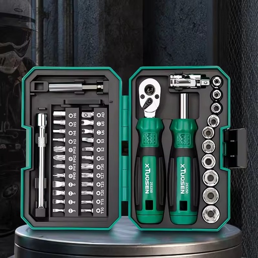 Xiaofei 40-Piece High Torque Ratchet Wrench Socket Screwdriver Multi-Function DIY Stainless Steel Tool Set Rechargeable Lithium