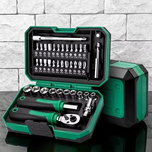 39PCS 1/4" Ratchet Socket Screwdriver Set High Carbon Steel Magnetic Phillips Slotted Torx Hex Bits Hand Tool Home Auto Repair