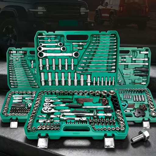 Multi-size Mirror Polished Socket Wrench Tool Set, Complete Auto & Household Repair Hand Tools with Portable Hard Storage Case