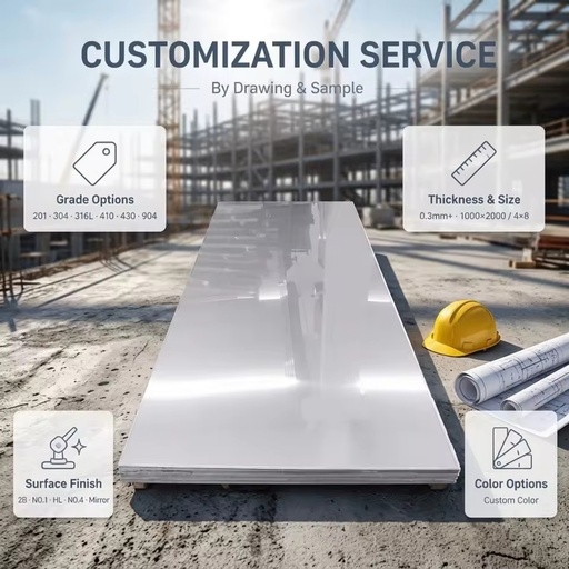 Stainless Steel Plate 201 202 304 316L 410 420 430 Hot/Cold Rolled 300 Series 1-200mm Thickness 1250/1500mm Width 1% Tolerance