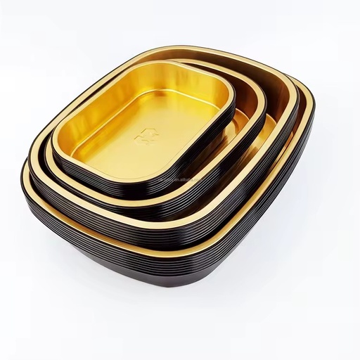 Disposable Food Grade Aluminum Foil Container with Lid Rectangle Shape Rectangular Aluminum Foil Tray