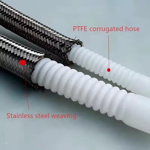 PTFE Corrugated Hose: Resistant to Chemicals and High Temperatures, Ideal for Industrial Use.