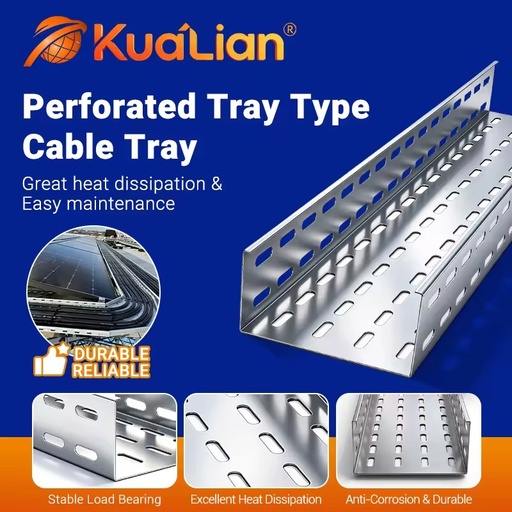 KUALIAN Galvanized Steel Perforated Cable Tray, Custom Size for Cable Management