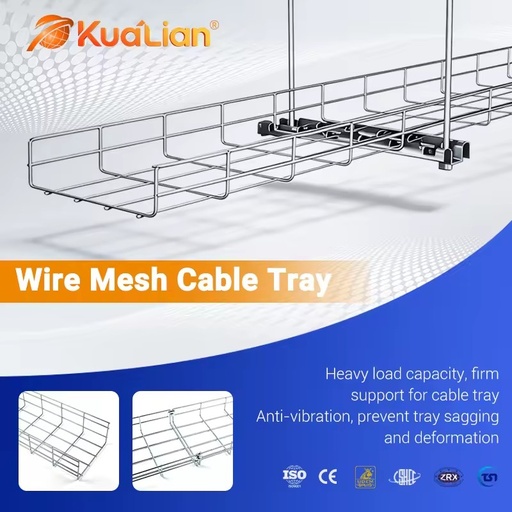 KUALIAN Stainless Steel Wire Mesh Cable Tray Good Ventilation Mesh Cable Tray for Server Room Weak Current Wiring