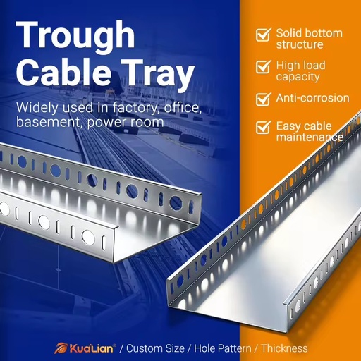 KUALIAN Stainless Steel Closed Cable Trough Anti-Corrosion Channel Cable Tray for Factory Workshop Power Cabling