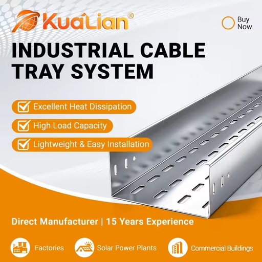 KUALIAN Heavy Duty Perforated Cable Tray, Anti-rust Galvanized Steel Cable Tray