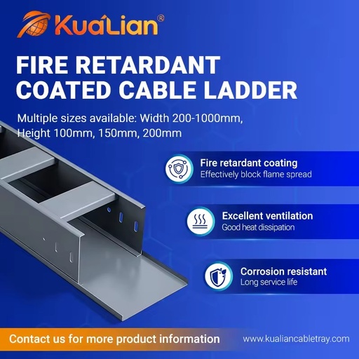 KUALIAN Factory Direct Fireproof Sprayed Ladder Cable Tray Carbon Steel Multiple Sizes Industrial Cable Management Tray