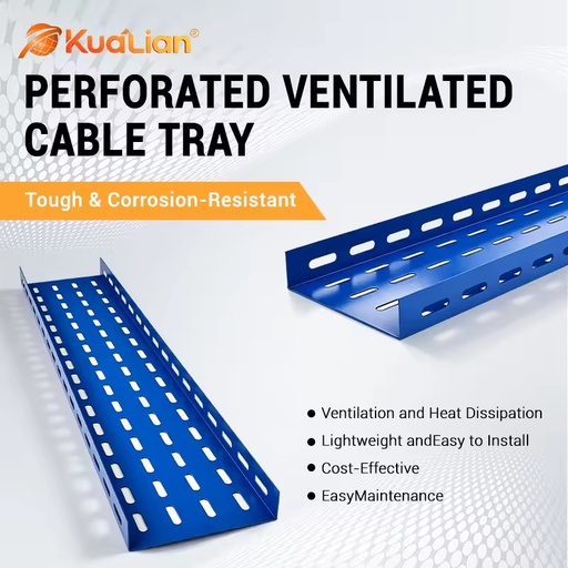 KUALIAN Industrial Fire Proof Perforated Cable Tray Anti-Fire Sprayed Ventilated Cable Tray for Factory Power Wiring