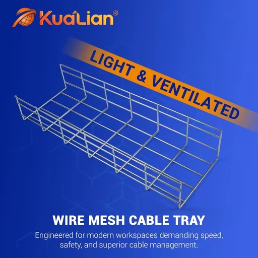 KUALIAN Custom Size Wire Mesh Cable Tray Easy Installation Metal Mesh Cable Tray for Office Building Base Station