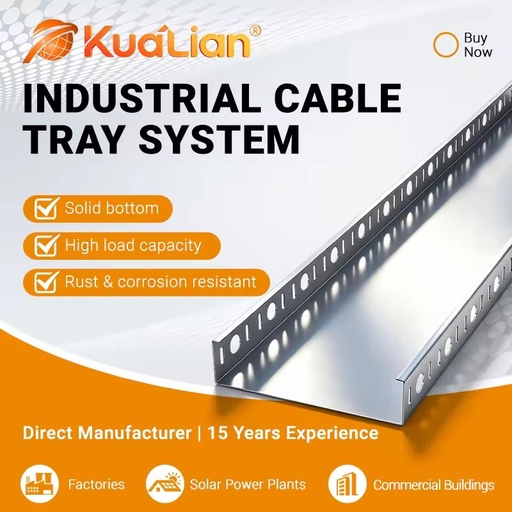 KUALIAN Hot Dip Galvanized Solid Bottom Cable Tray Trough Type Cable Tray for Building Electrical Wiring Project