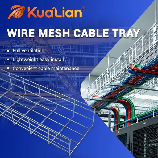 KUALIAN Factory Price Hot Dip Galvanized Wire Mesh Cable Tray Light Weight Cable Management Tray for Data Center Telecom Room
