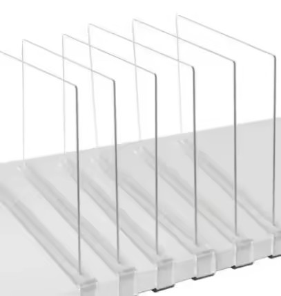 OEM ODM Custom Injection Moulding Closet Organizer Adjustable Clear Supermarket Plastic Shelf Dividers Cutting Bespoke Retail