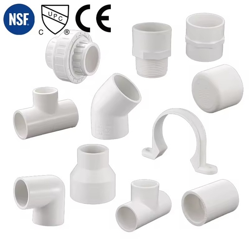 SAM- NSF/UPC Certified PVC Pipe Fitting ASTM D2466 SCH40 1/2"-4" Socket Elbow Tee Coupling High Pressure Water Supply