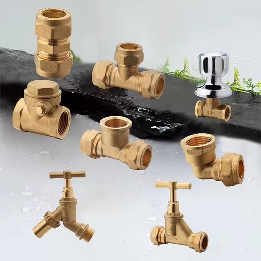 SAM- Brass Push Fit Fittings 15mm-28mm CxC Coupling Elbow Tee for Copper Pipe Plumbing System CE Certified
