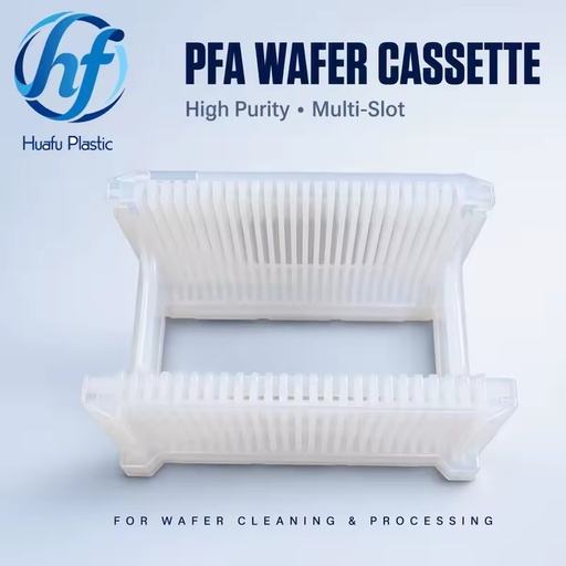 PFA Wafer Carrier, Fluoroplastic Wafer Cleaning Basket, 25 Slots Wafer Cassette for Etching & Cleaning Process Size 6-inch