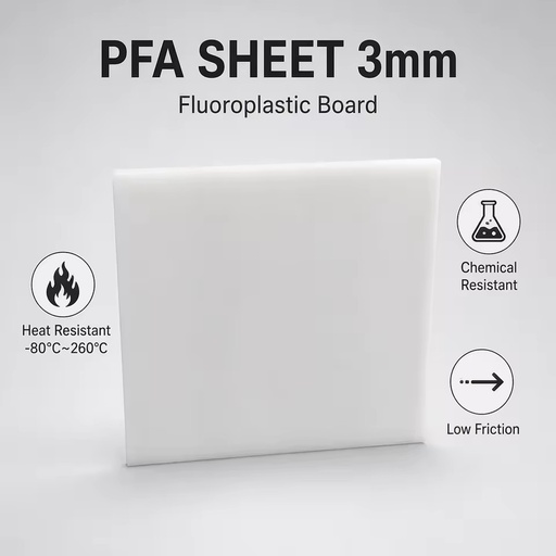 PFA Sheet 3mm White Fluoroplastic Board Heat Resistant Chemical Resistant Low Friction for Semiconductor Chemical Industry
