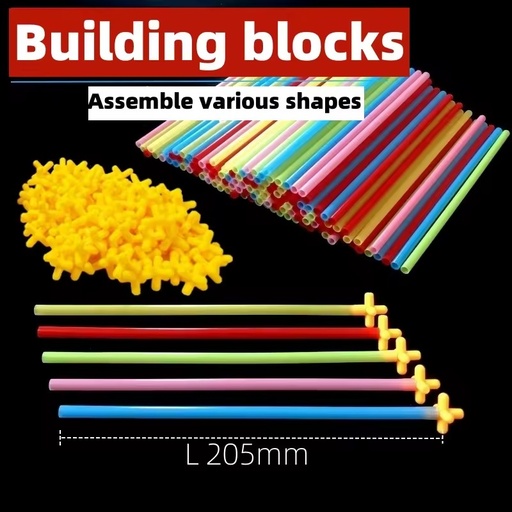 Plastic Building Blocks Set Children's Puzzle Blocks Rocket House Structures Three-dimensional Geometric Shapes Teaching Aids