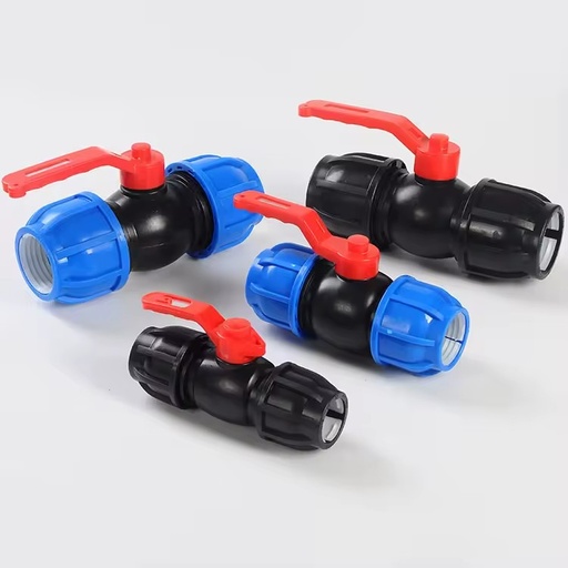 PP Double Union Ball Valve PE Irrigation Compression Fittings PN16 for Water Pipes PE Pipe Fittings Poly Pipe Fittings