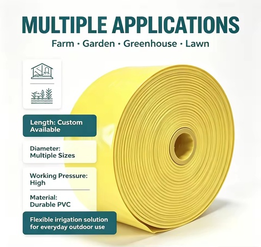 Direct Supply by the Manufacturer. Quick Delivery. PVC Mesh Flat Lay Hose. 1-12 Inches. Customizable.