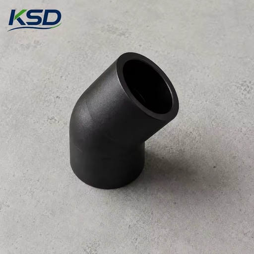 ISO CE Approved PN16 SDR11 Polyethylene Poly Pipe Low Friction Fluid Flow Fitting HDPE Socket Fusion 45 Degree Elbow