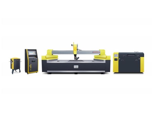 5-Axis Water Jet Cutter for Granite 45 Degree Bevel Cutting 0.1mm Accuracy 3000x2000x150mm Table Travel Camera
