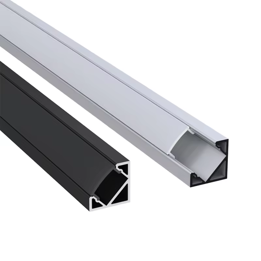 90 Degree Corner Silver Anodized LED Aluminum Channel LED Profile with End Caps and Milky Diffuser for LED Strip Light