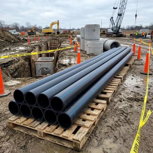 Roof Water Drain Pipe HDPE PE100 PN10 UV Resistant Siphonic System Electrofusion Connection Tube Flexible Durable Lightweight