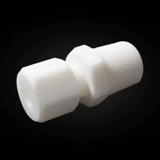 Chemical Resistant PTFE Male Connector 1/2" NPT x 8mm OD Tube High Quality PTFE Fitting