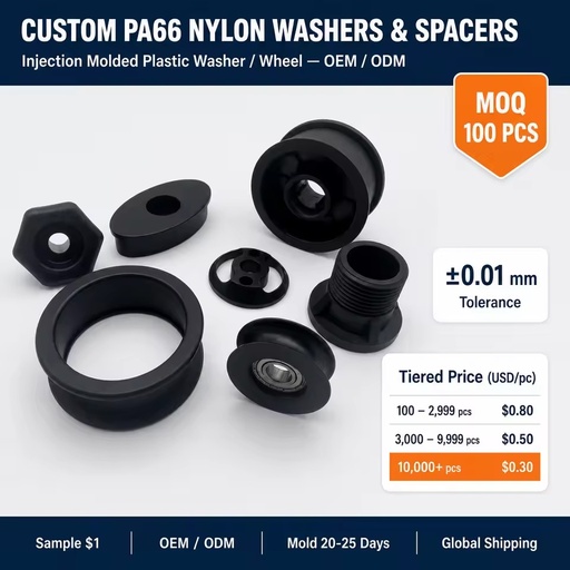 Custom Injection Mold Molding PA66 Washer Nylon Spacers Manufacturer Plastic Custom Other Plastic Products