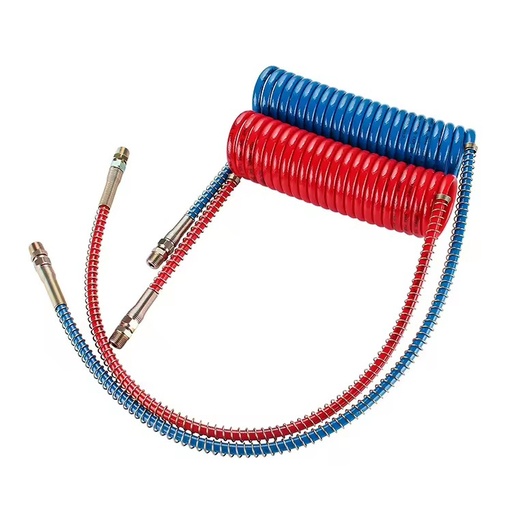 Heavy Duty 15FT Nylon Pneumatic Brake Coiled Long Tail Assembly Hose CH Series for Trailer Brake System