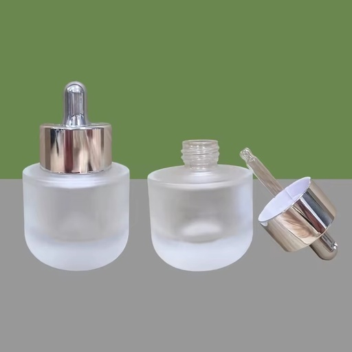 Custom clear Frosted Glass Dropper Bottles 30ml Flat Shoulder Amber Thick Serum Glass Dropper Bottle Hair l Oil Dropper Bottle