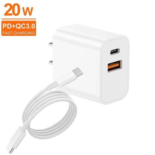 Factory Custom 20W PD Fast Charging USB C Charger Set Wholesale