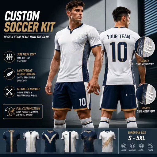 OEM Soccer Jersey Shorts Set Custom Football Teamwear Breathable Sports Uniform Wholesale Supplier