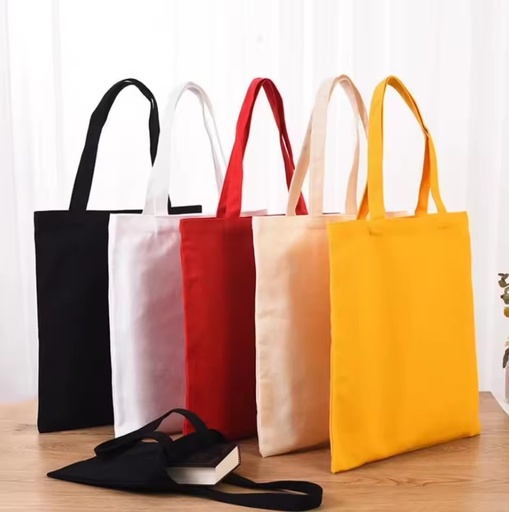 Recyclable Eco-Friendly Cotton Canvas Shopping Bag Reusable Natural Calico Tote Bag with Long Handles for Grocery Store