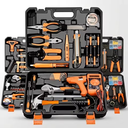 OEM 82PCS Aluminium Alloy Mechanics Hand Tool Kit DIY Household Hardware Repair Set Box Hard Case Hammer Wrench 3-Year Warranty