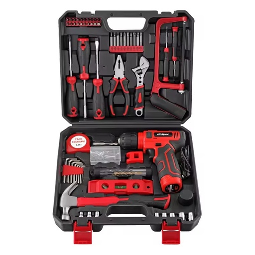 Hi-Spec 129-Piece 8V Comprehensive Portable Home Hand Tool Set Kit Electric Drill Power Tool Set for Auto Repair OEM ODM