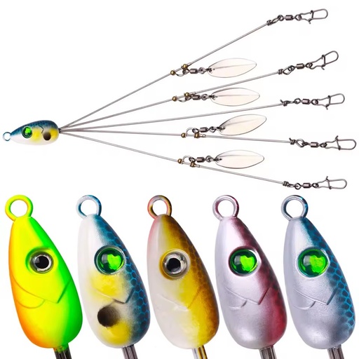 Wholesale SS105 22cm 15g Metal Jig Head Umbrella Alabama Rig with 5 Arms for Bass