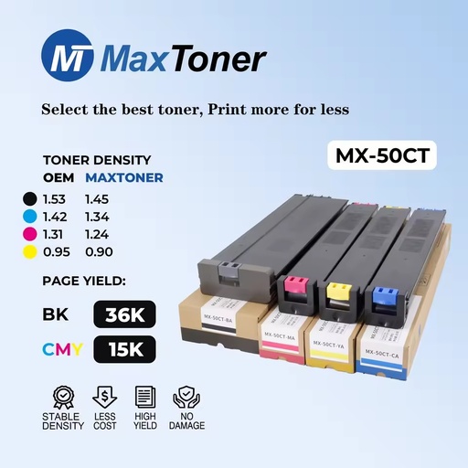 MaxToner Compatible MX50CT MX-50CT Chemical Toner Cartridge for Sharp MX-4101N 5001N Cmyk Toner Copier