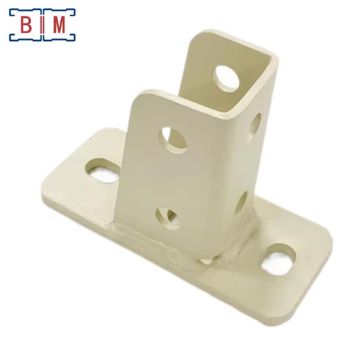 Unistrut Heavy Duty White Powder Coated 5mm Thickness Post Base Plate T Type Support Bracket for Single Channel